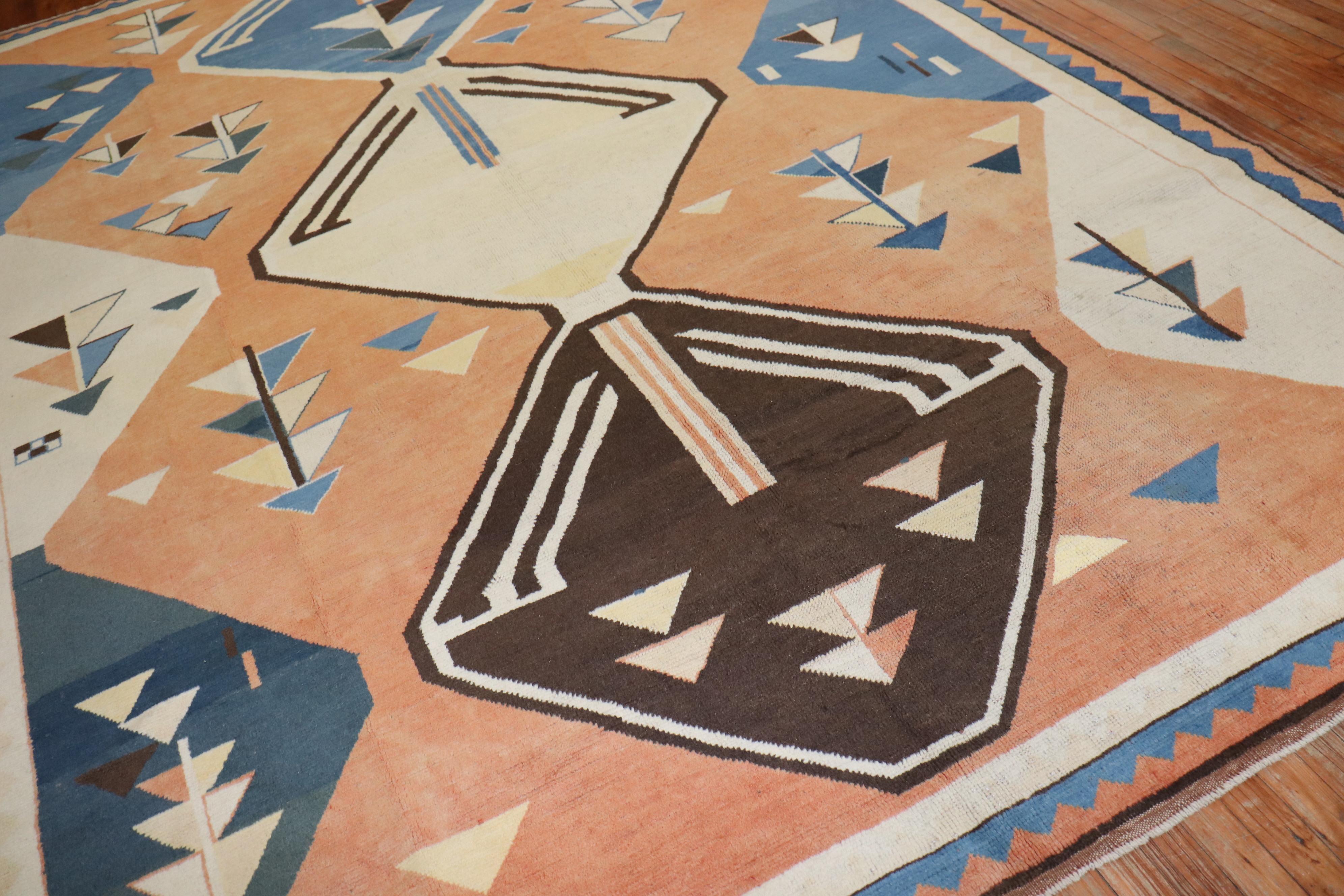 Abstract 20th Century Turkish Geometric Deco Persian Gabbeh Inspired Carpet 4