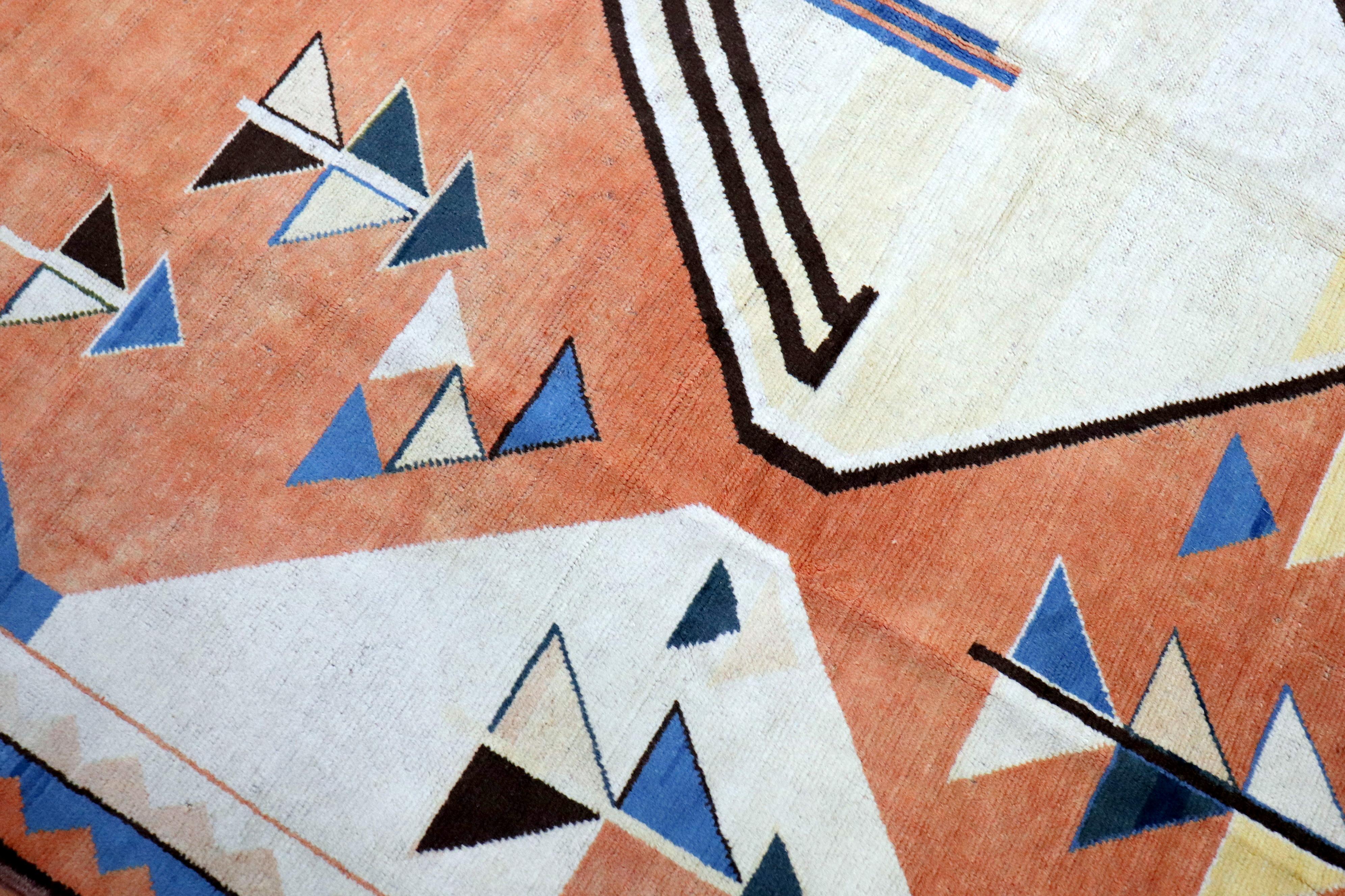 Abstract 20th Century Turkish Geometric Deco Persian Gabbeh Inspired Carpet 1