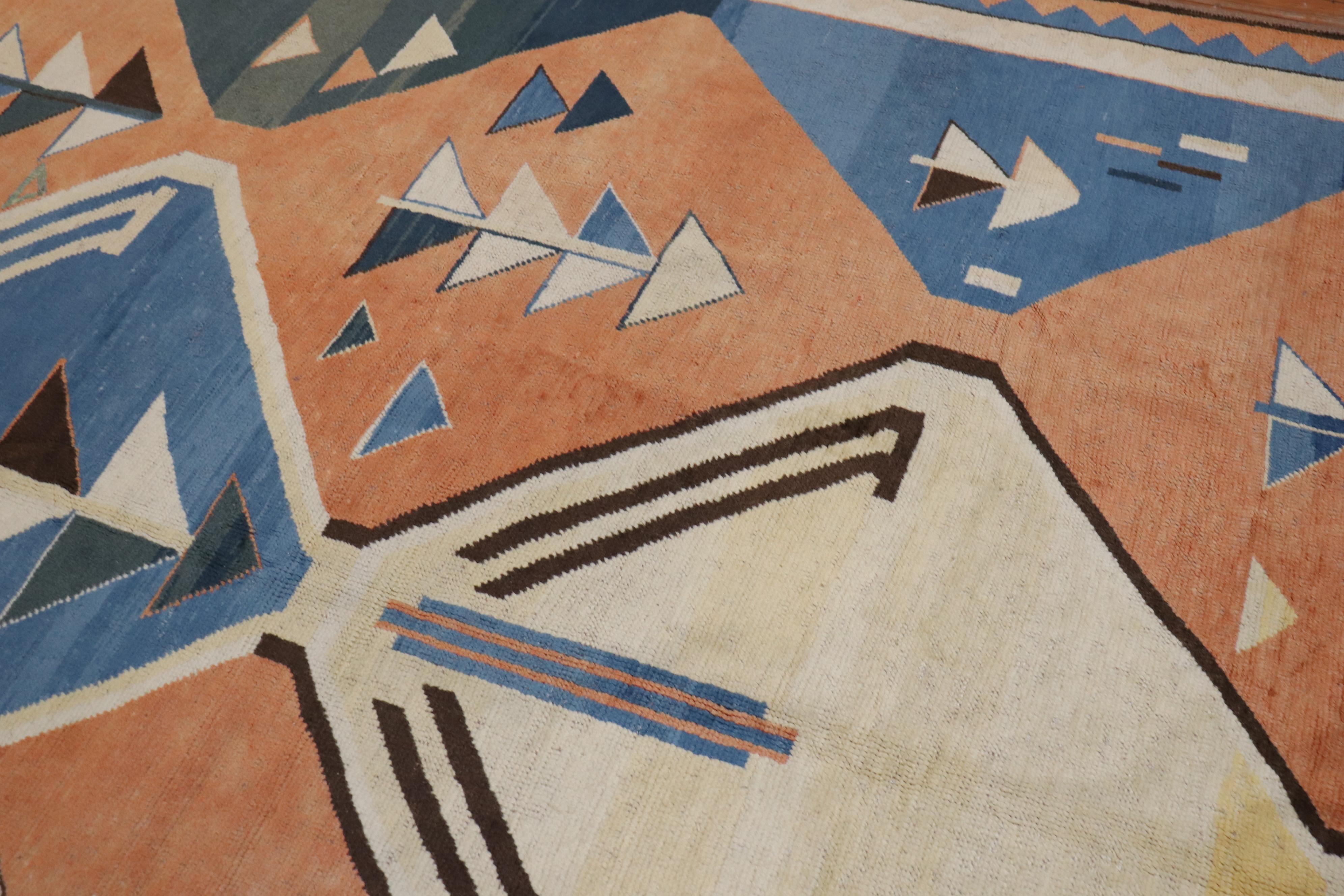 Abstract 20th Century Turkish Geometric Deco Persian Gabbeh Inspired Carpet 2