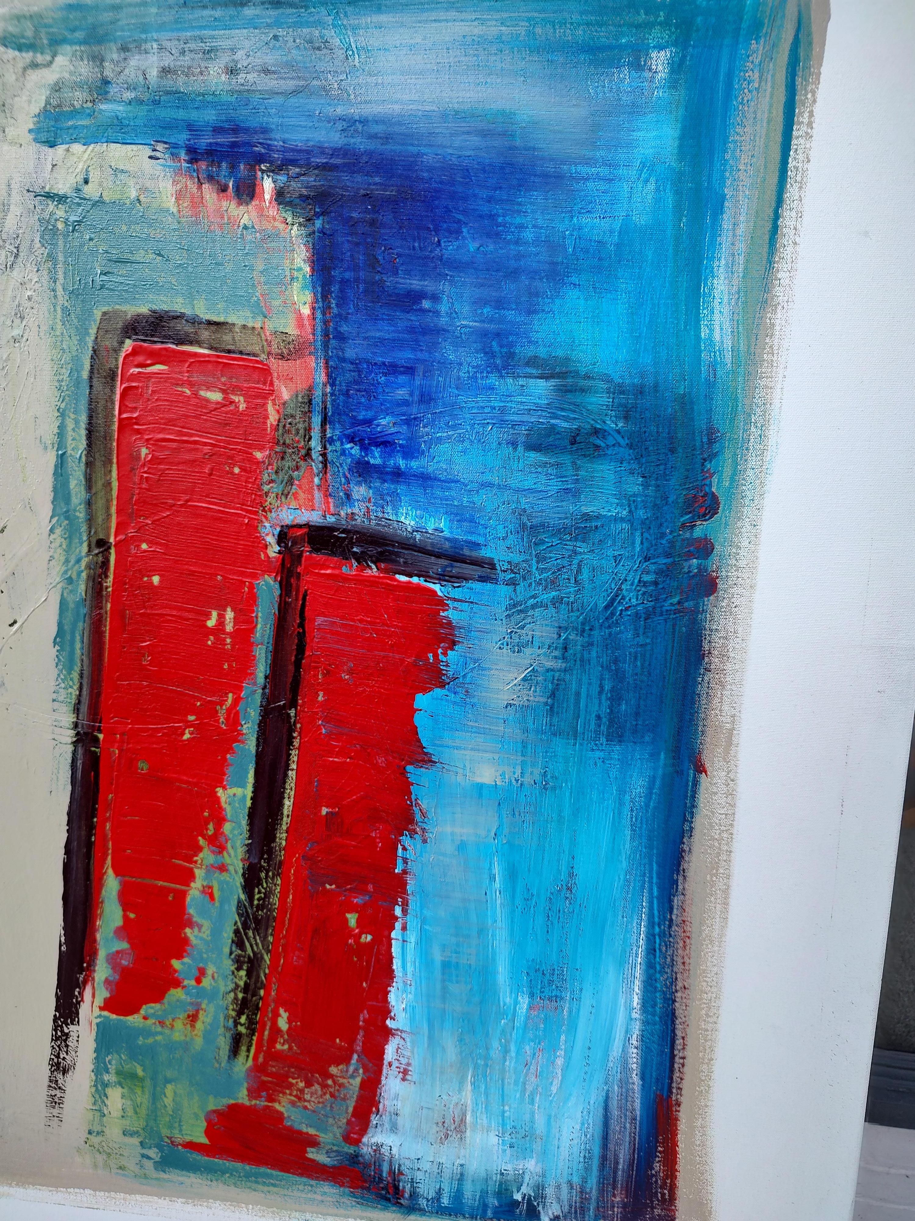 Hand-Painted Abstract #3 Oil on Canvas by Milo Kekav? For Sale