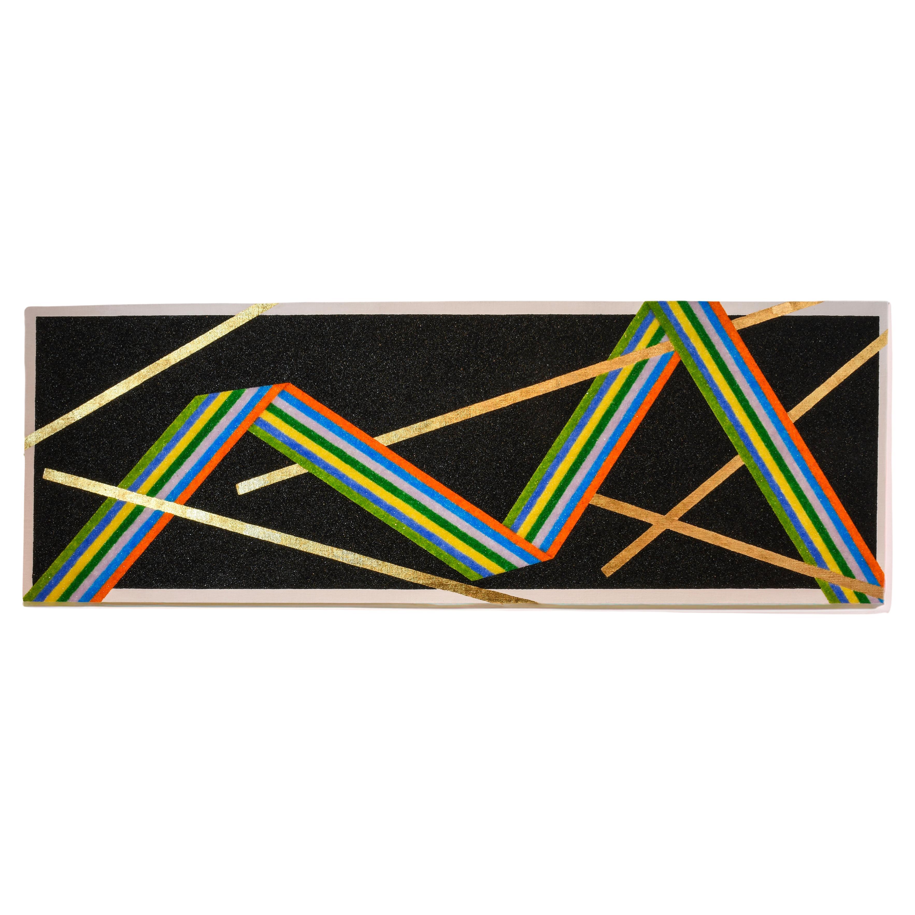 "Abstract #6" Large Scale Wall Art in Murano Glass Crystals, Gold Leaf 
Acrylic