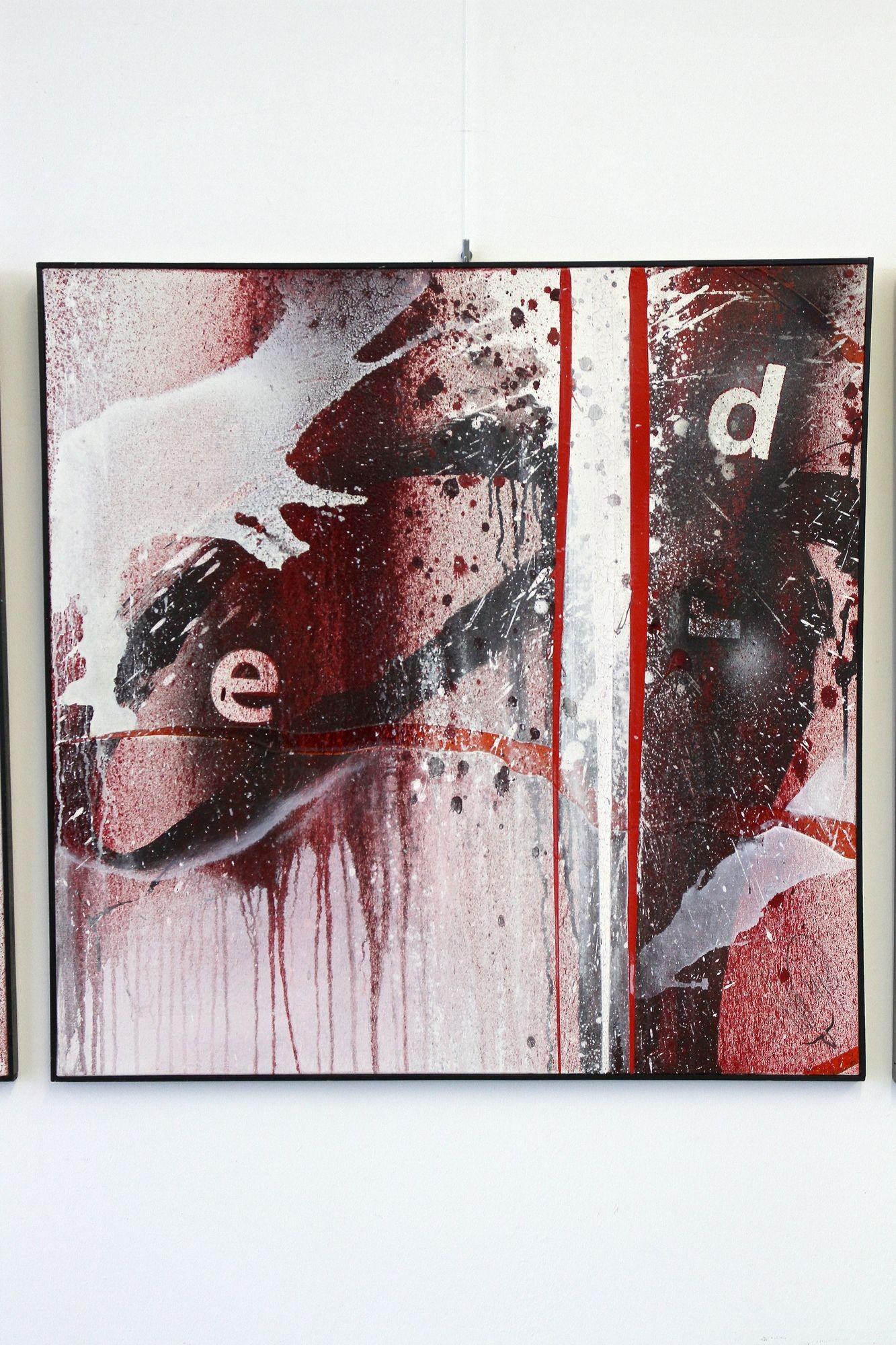 Abstraktes 6-teiliges Gemälde in Acryl auf Leinwand „Der Tod Redet“ von MS, AT 2013 (Handbemalt) im Angebot