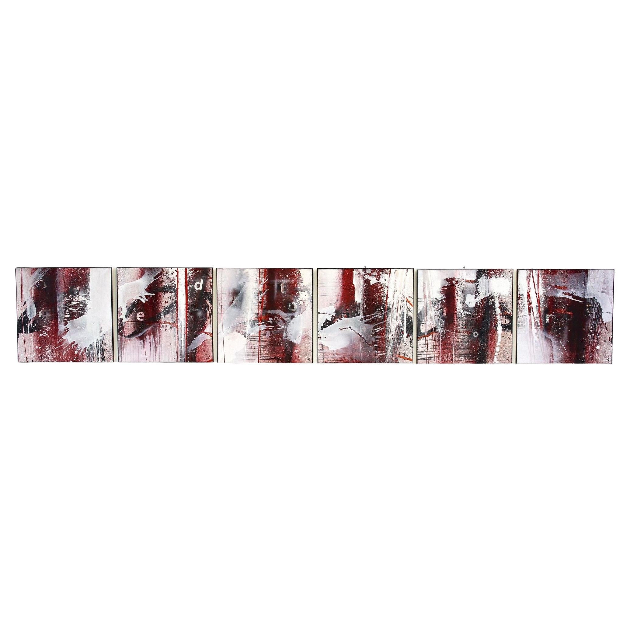 Abstraktes 6-teiliges Gemälde in Acryl auf Leinwand „Der Tod Redet“ von MS, AT 2013