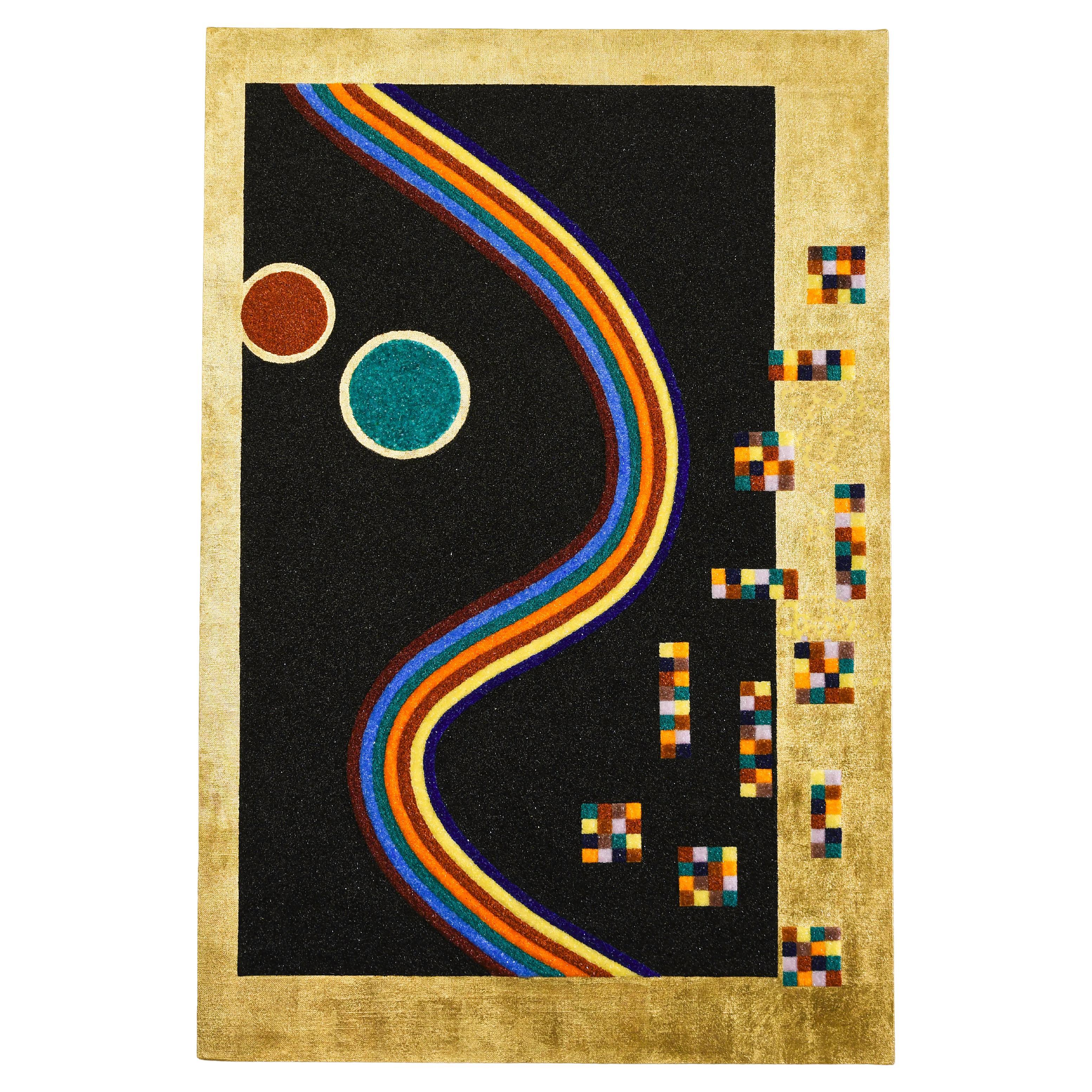 "Abstract #7" Large Wall Art Piece in Murano Glass, Resin and Gold Leaf