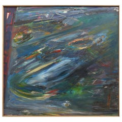 Abstraktes Acrylgemälde auf Leinwand von Warren Fischer 'Amerikaner, 1943-2001'.