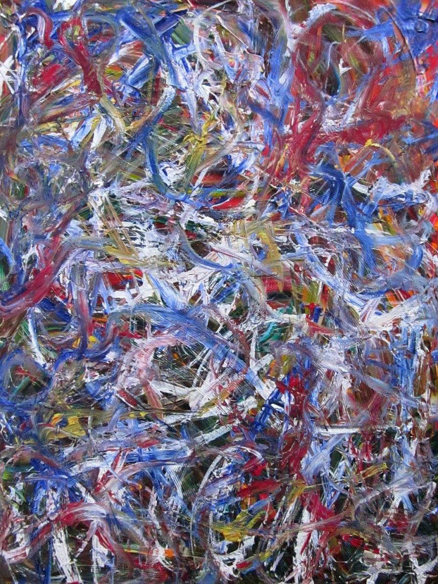 Quadro astratto in acrilico su tela. Firmato Alexander Hecht, intitolato 
