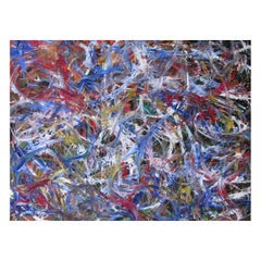 Used Abstract Acrylic on Canvas Painting "Few Minutes Past Nine" by Alexander Hecht