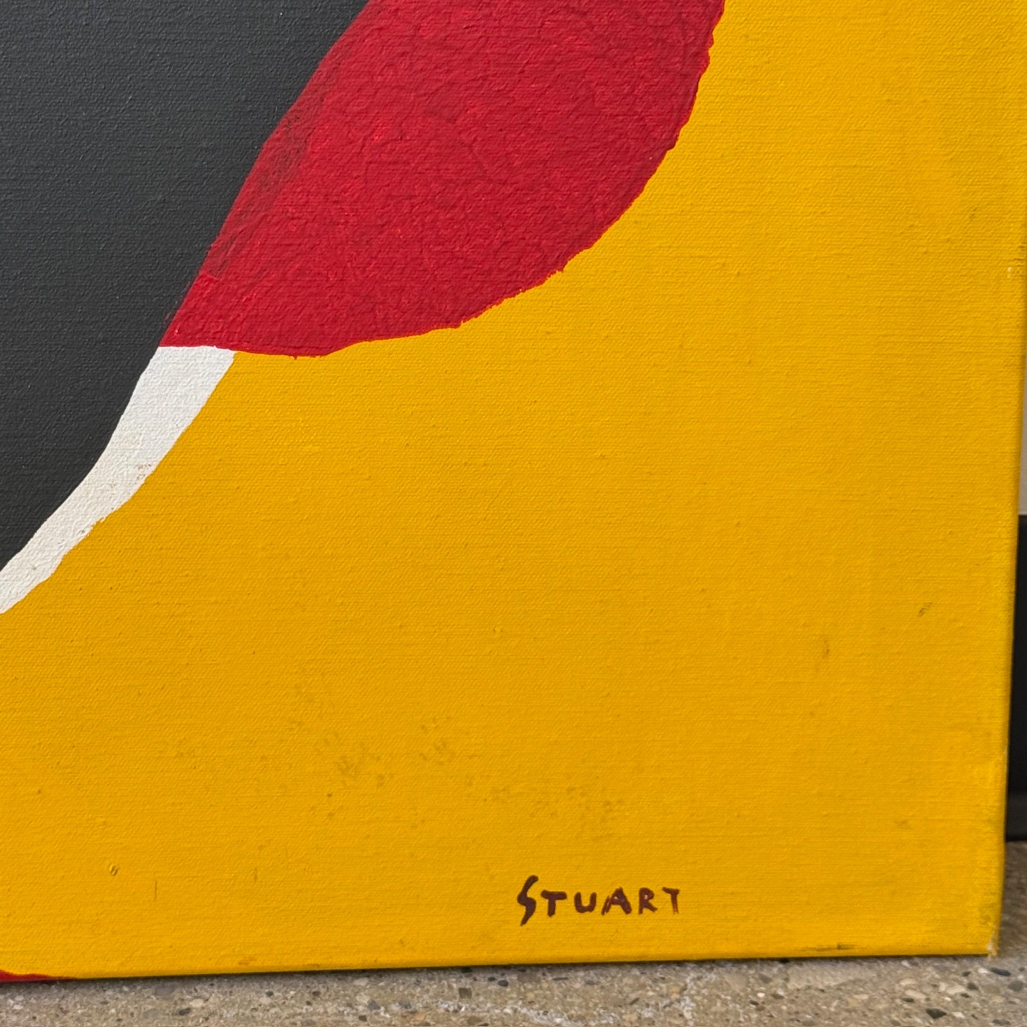 Abstraktes Gemälde in Acryl auf Leinwand, signiert Stuart (Unbekannt) im Angebot