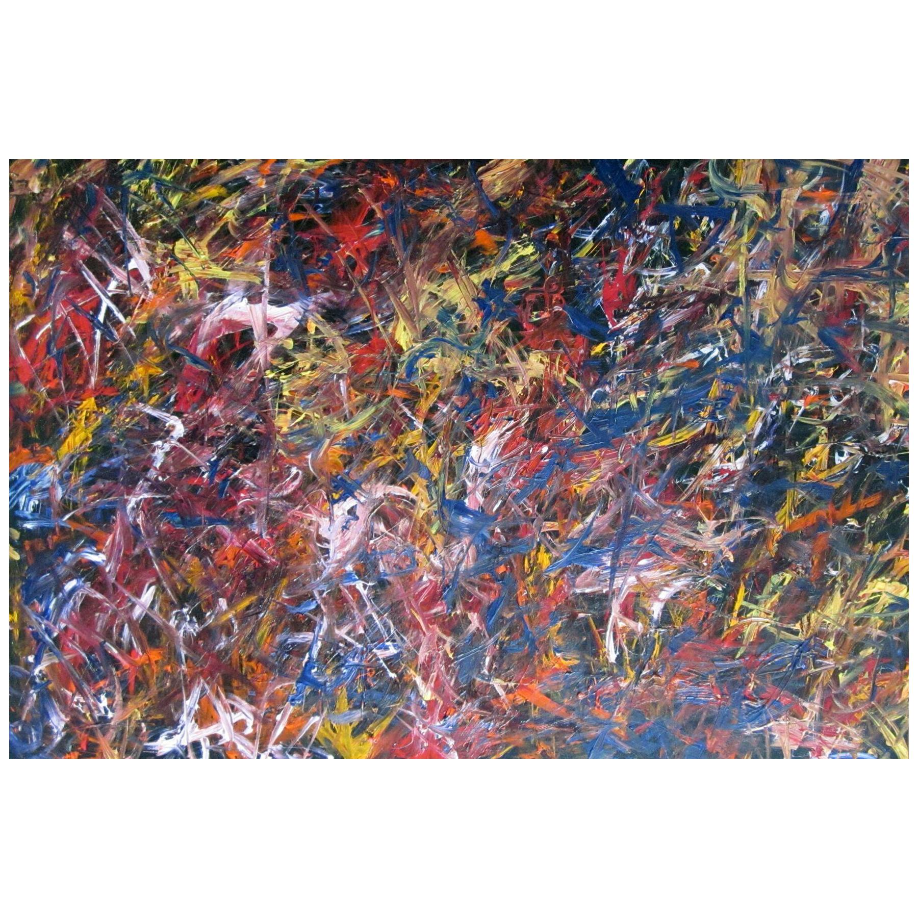 Abstract Acrylic on Canvas Painting "Tireless Defender" by Alexander Hecht