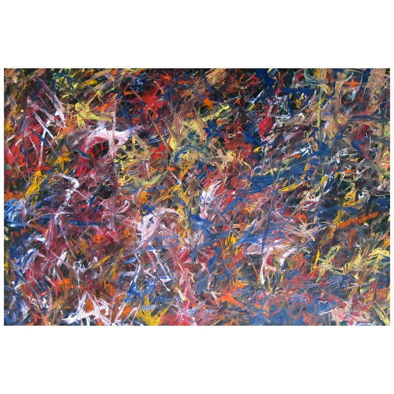 Abstract Acrylic on Canvas Painting "Tireless Defender" by Alexander Hecht For Sale