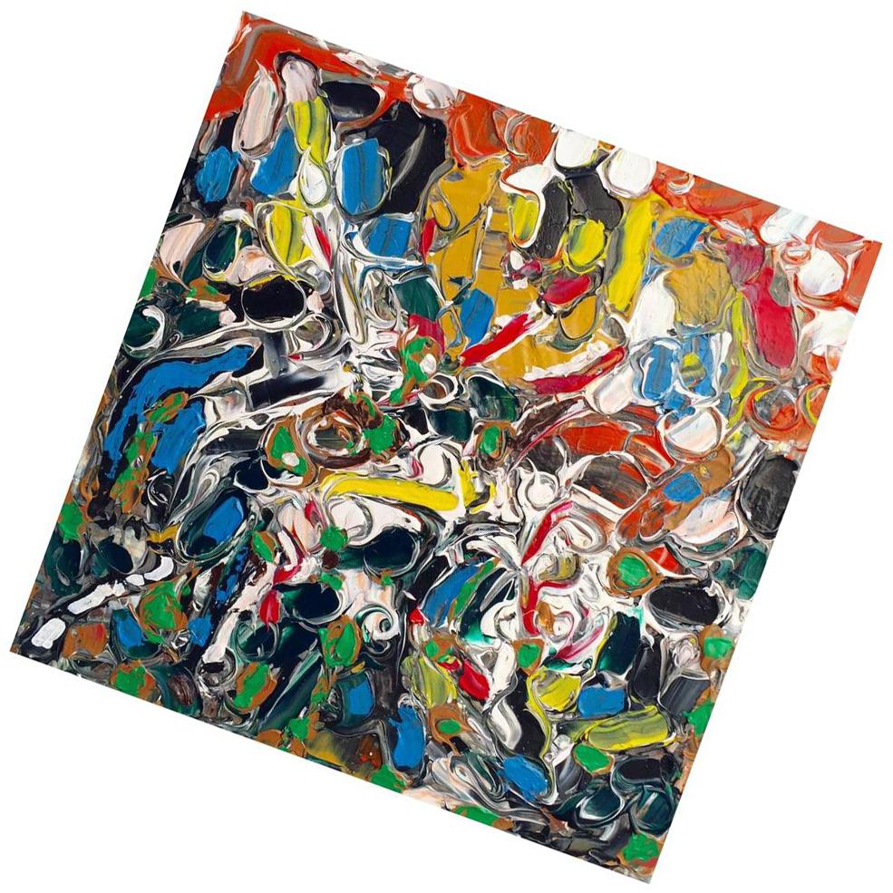 Modern Abstract Acrylic on Canvas Painting titled Crowds at Longchamp Andrew Plum