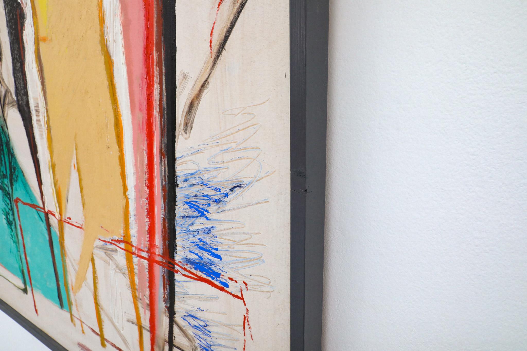 Abstract Acrylic on Wood Painting by Dutch Visual Artist Han Sterk, 1995 For Sale 6
