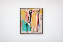Abstract Acrylic on Wood Painting by Dutch Visual Artist Han Sterk, 1995