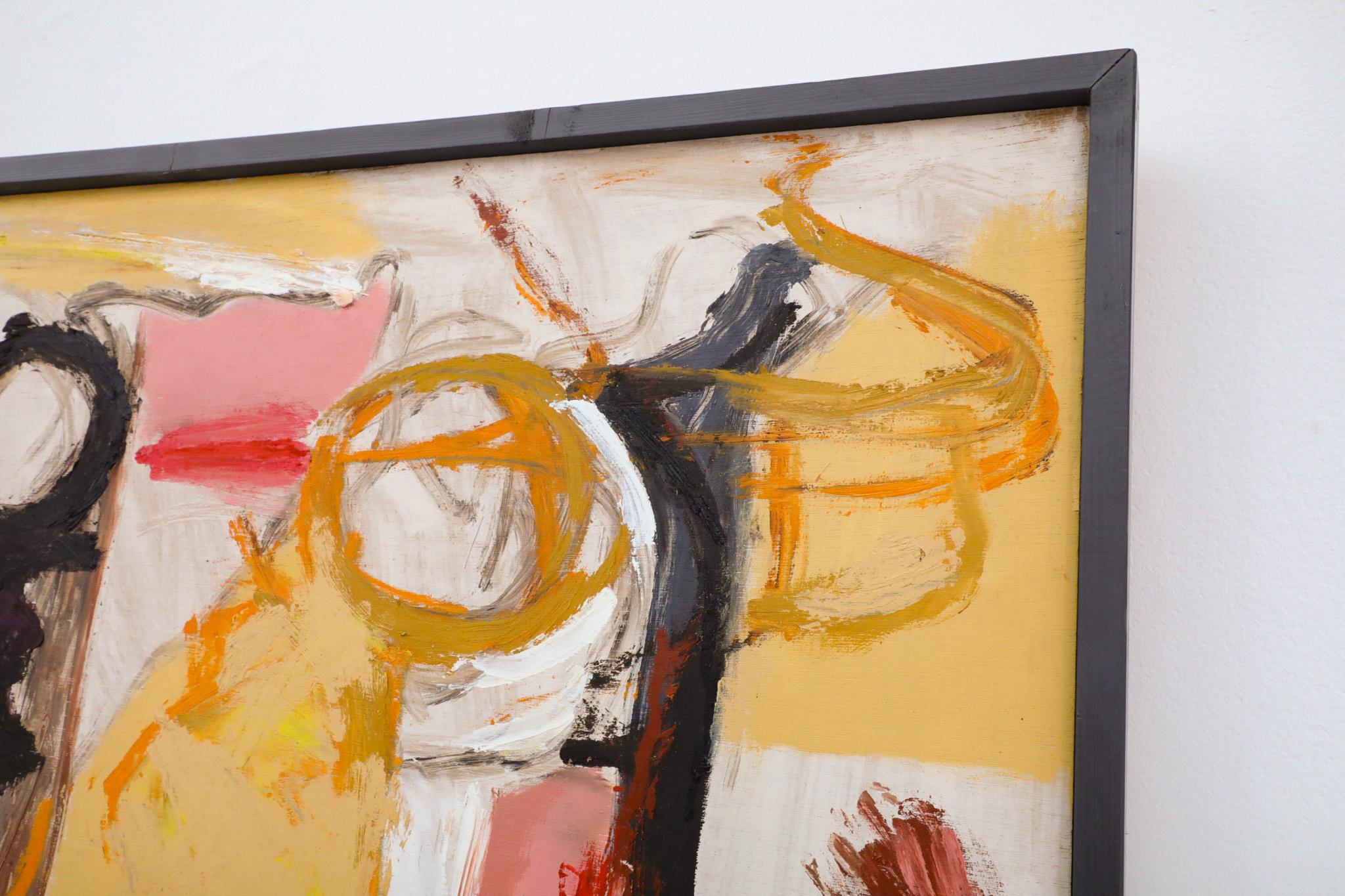 Late 20th Century Abstract Acrylic on Wood Painting by Dutch Visual Artist Han Sterk, 1995 For Sale