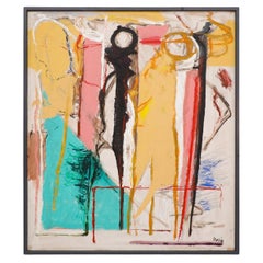 Abstract Acrylic on Wood Painting by Dutch Visual Artist Han Sterk, 1995