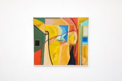 Pittura astratta in acrilico su legno dell'artista olandese Han Sterk