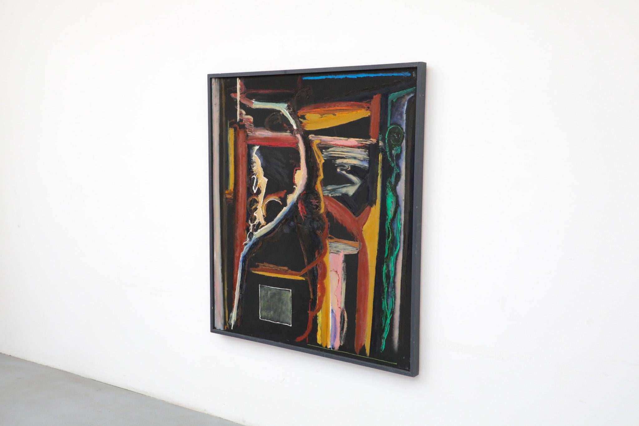 Pintura abstracta acrílica sobre madera del artista visual holandés Han Sterk Moderno