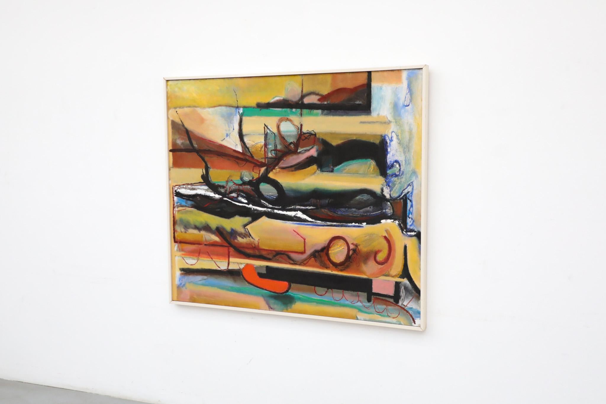 Modern Abstract Acrylic on Wood Painting by Dutch Visual Artist Han Sterk