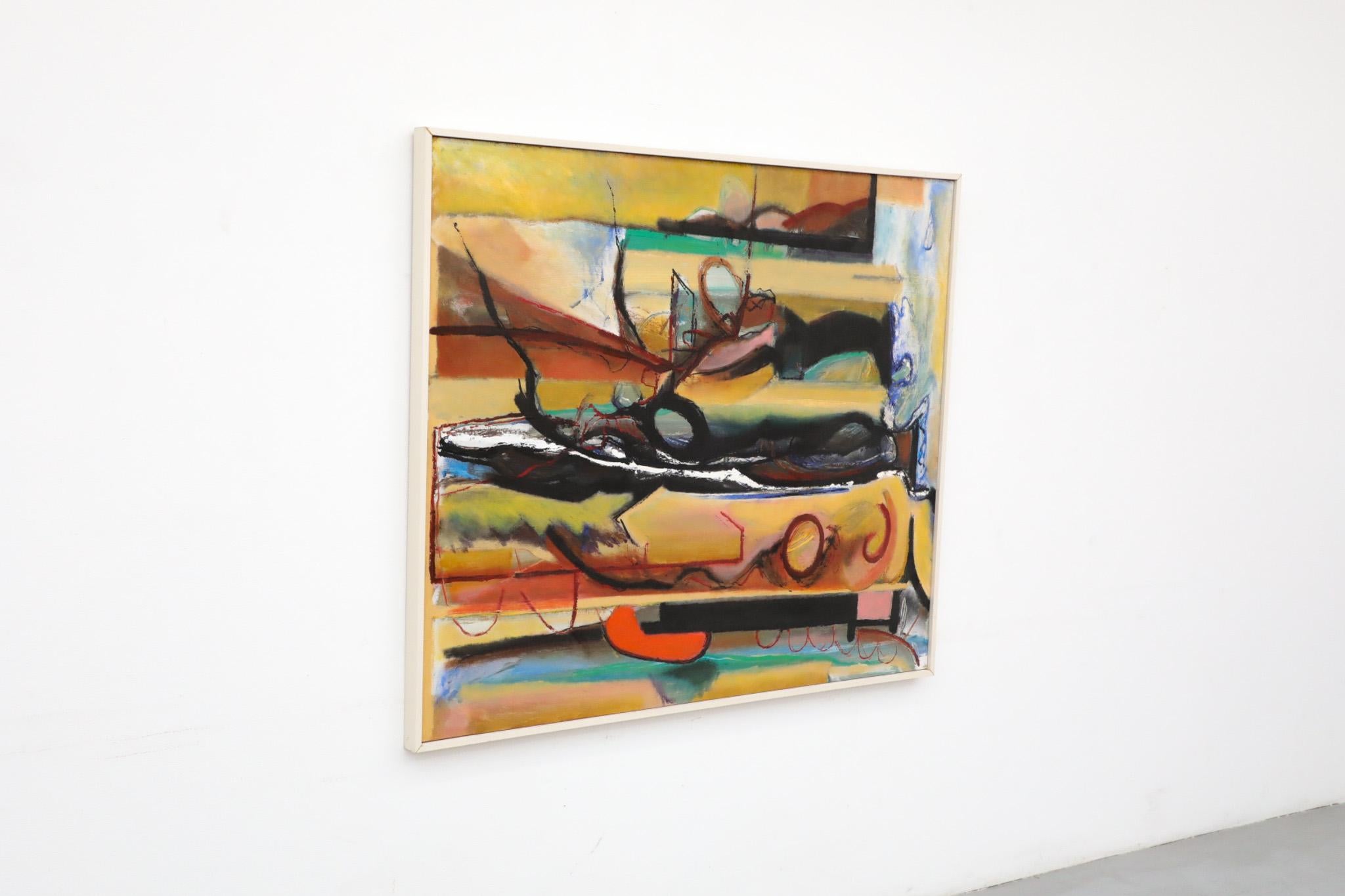 Hand-Painted Abstract Acrylic on Wood Painting by Dutch Visual Artist Han Sterk