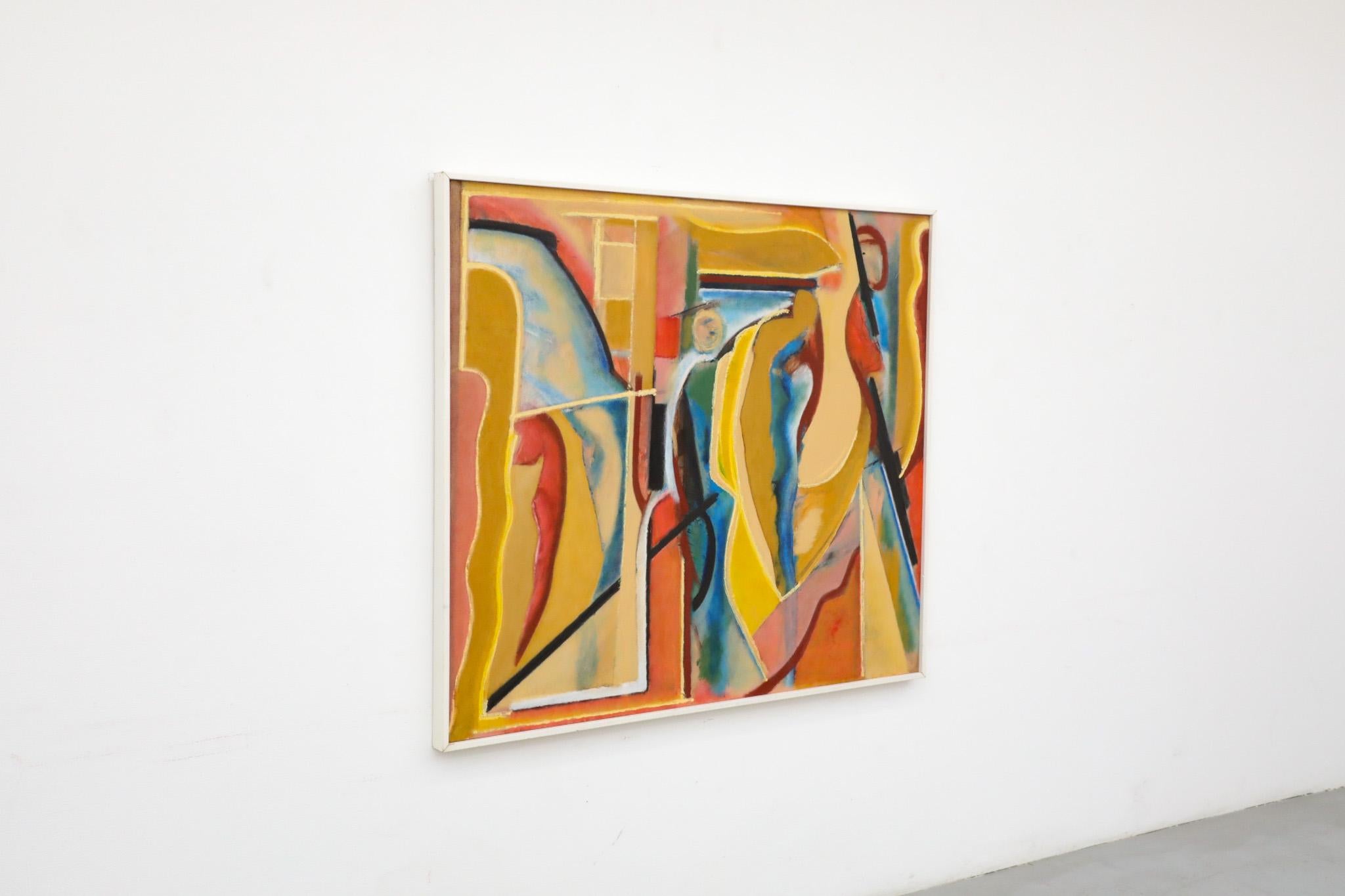 Hand-Painted Abstract Acrylic on Wood Painting by Dutch Visual Artist Han Sterk