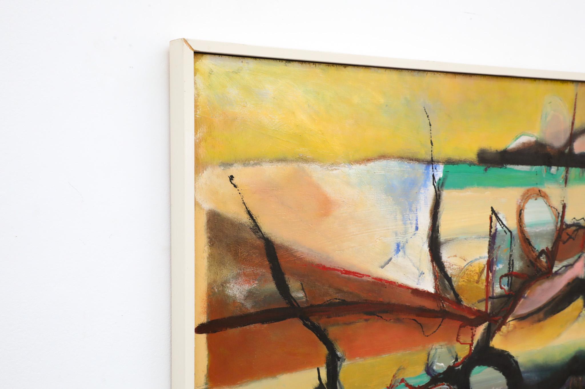 Abstract Acrylic on Wood Painting by Dutch Visual Artist Han Sterk In Good Condition In Los Angeles, CA