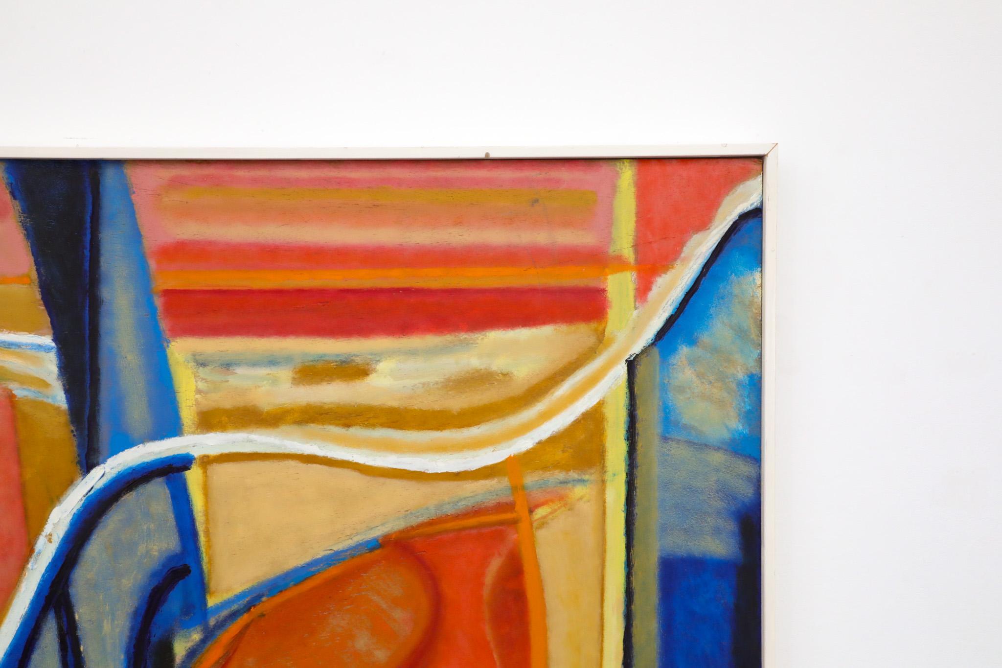 Pintura abstracta acrílica sobre madera del artista visual holandés Han Sterk en Bueno estado para la venta en Los Angeles, CA