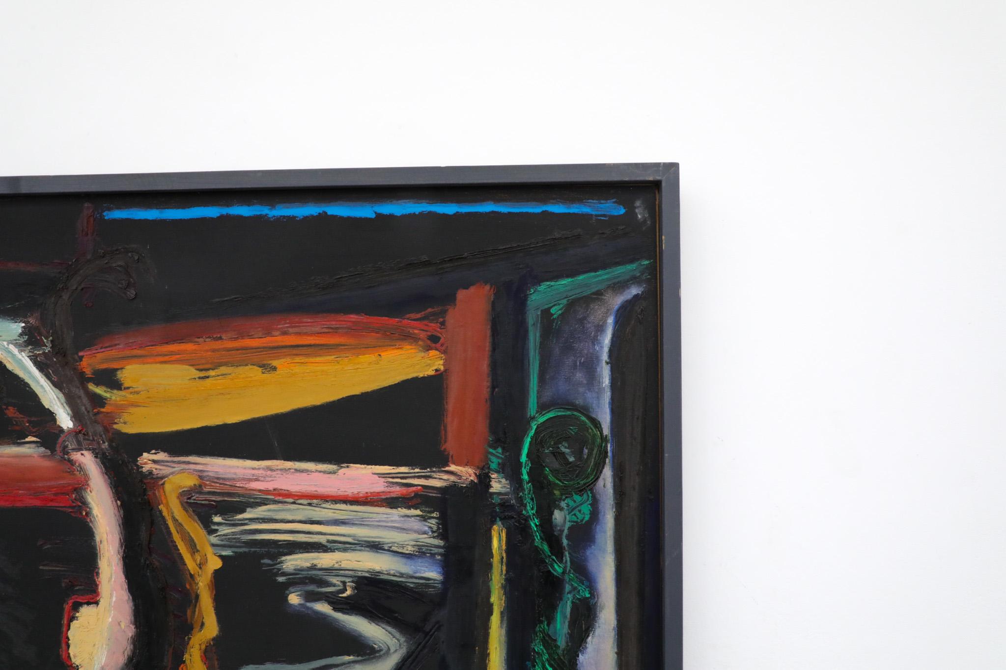 Pintura abstracta acrílica sobre madera del artista visual holandés Han Sterk en Bueno Estado en Los Angeles, CA