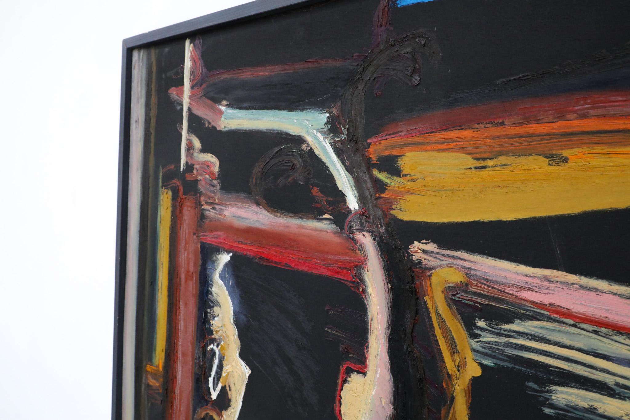 Pintura abstracta acrílica sobre madera del artista visual holandés Han Sterk Siglo XXI y contemporáneo
