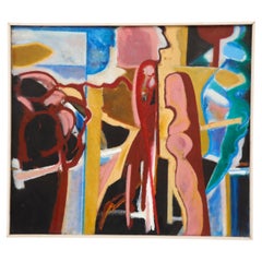 Abstract Acrylic on Wood Painting by Dutch Visual Artist Han Sterk