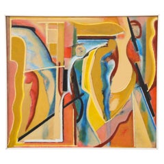 Pittura astratta in acrilico su legno dell'artista olandese Han Sterk