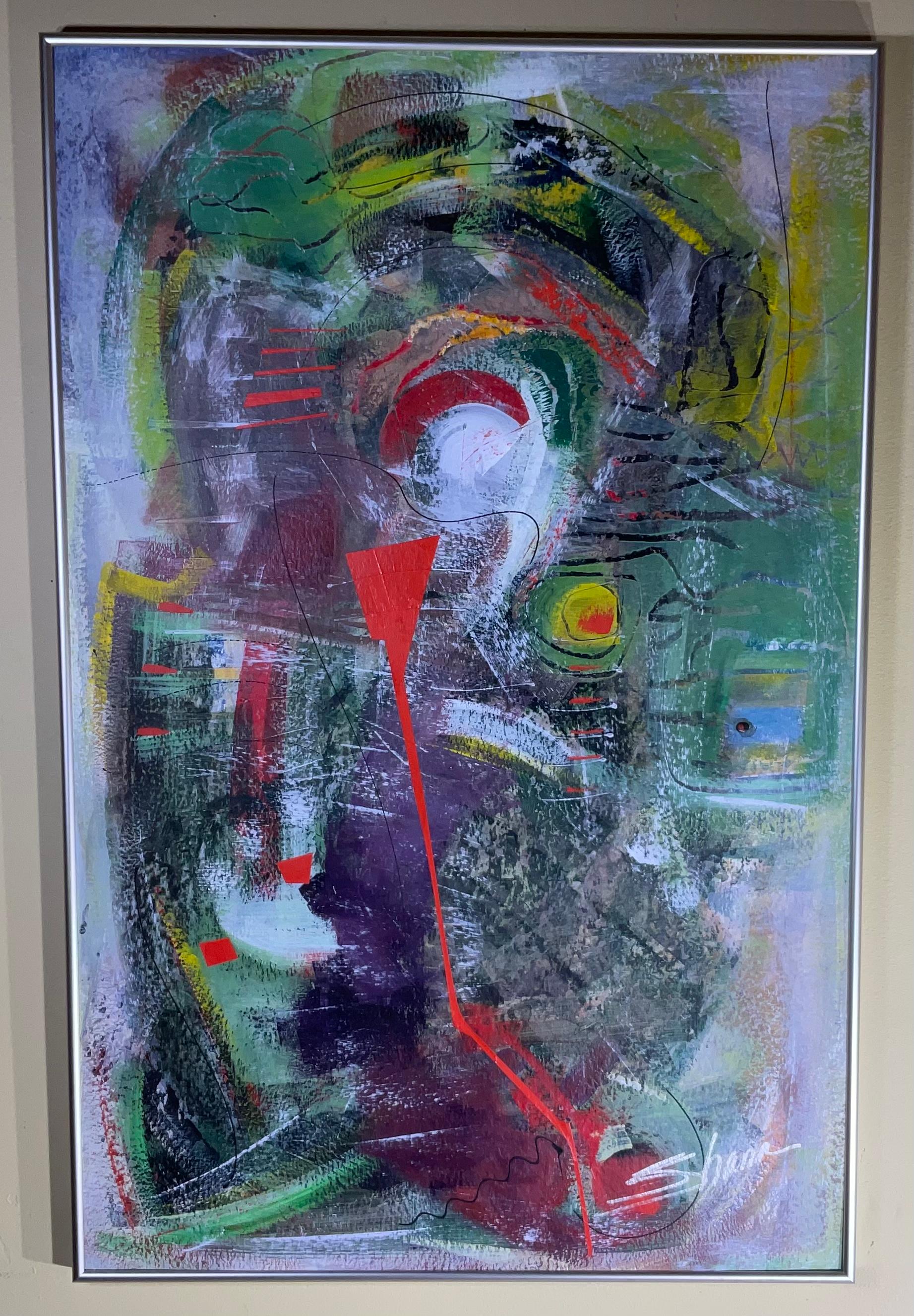 Abstract Acrylic Painting by Shana American Artist In Good Condition For Sale In Delray Beach, FL