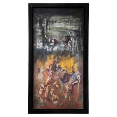 Abstract acrylic painting with Hair on Hide custom frame