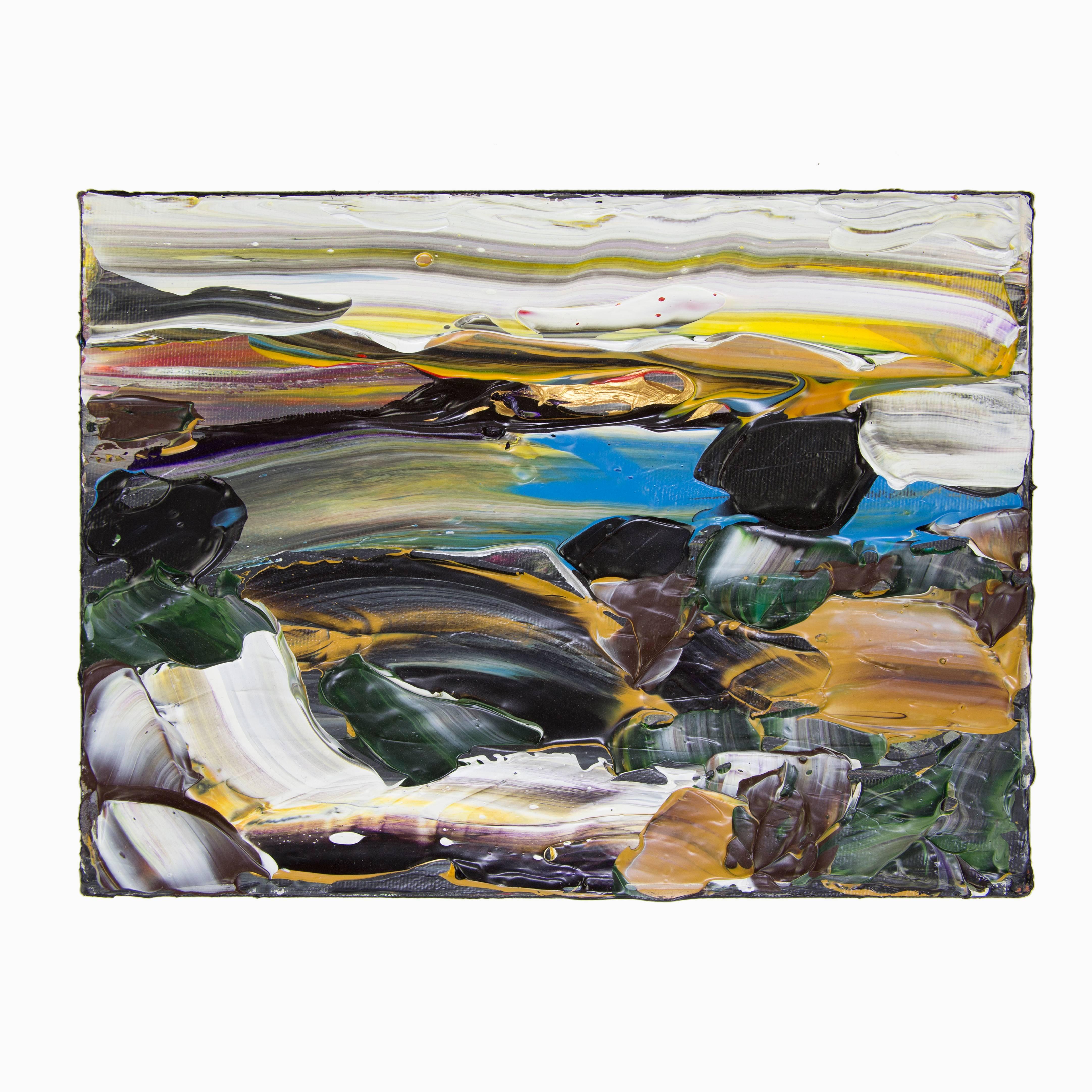 Abstraktes Acryl „Siesta Sunrise Big Sur“ Acryl auf Leinwand Gemälde Andrew Plum, Acryl auf Leinwand (Moderne) im Angebot