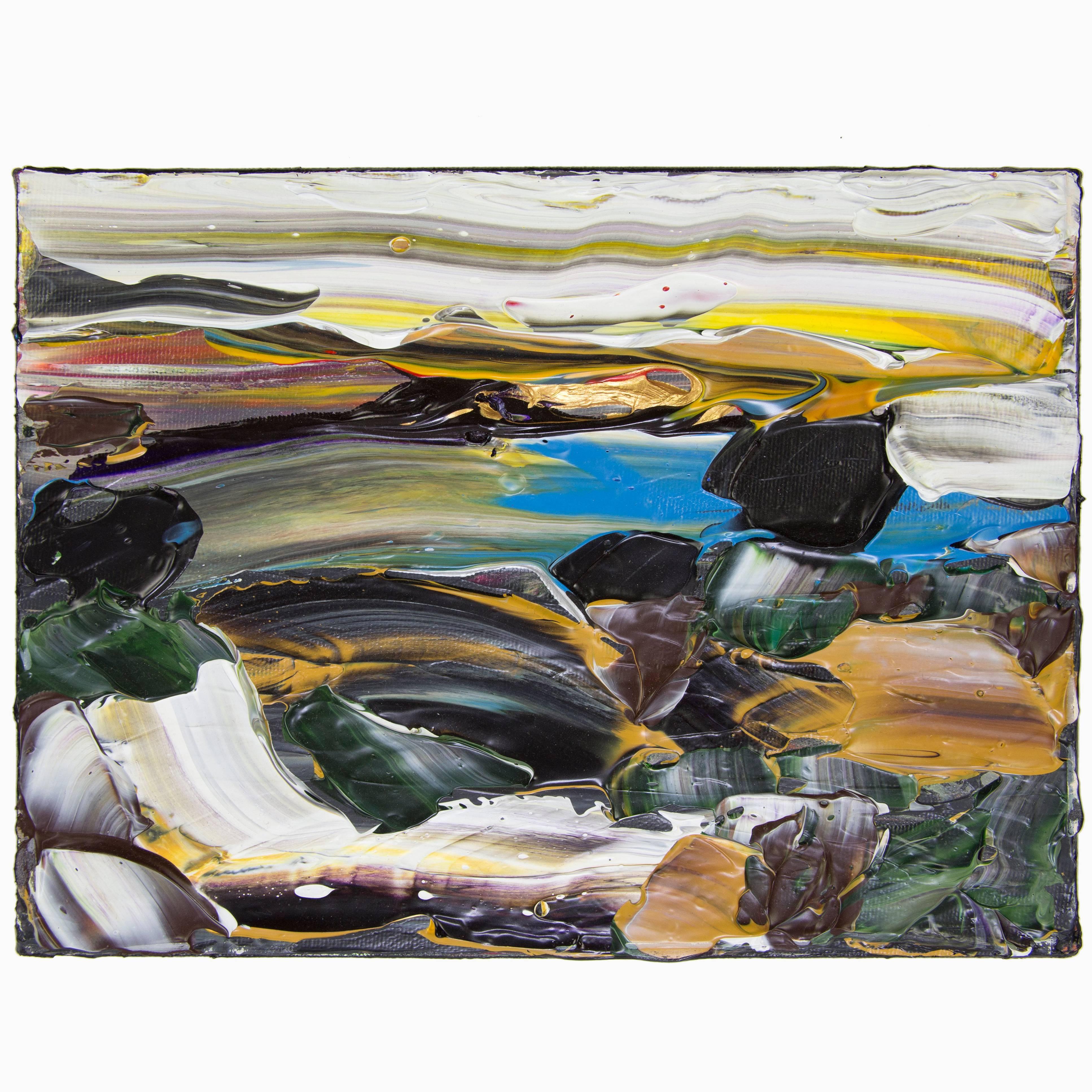 Abstract Acrylic 'Siesta Sunrise Big Sur' Acrylic on Canvas Painting Andrew Plum