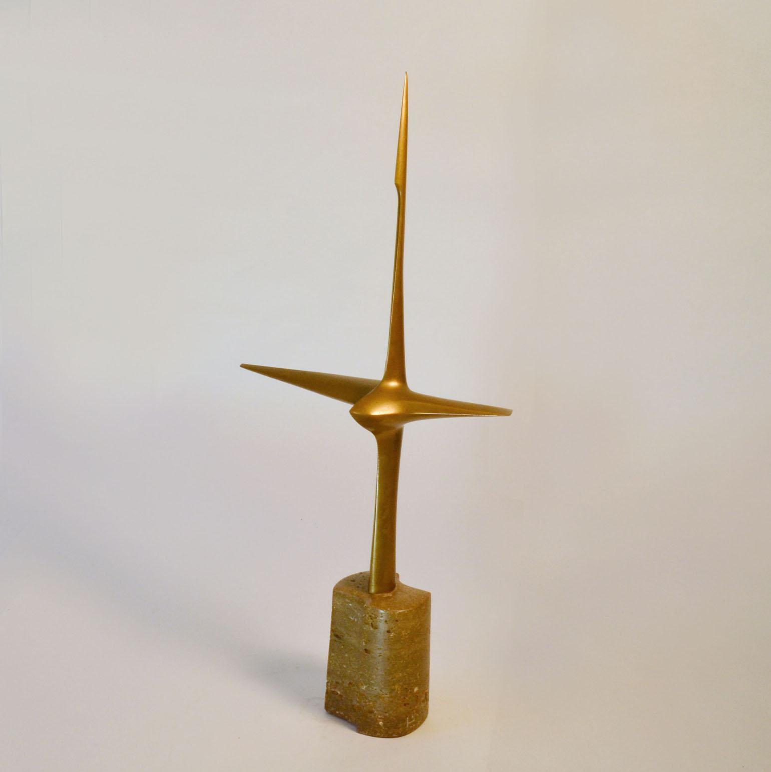 Abstract Aerodynamic Bronze Sculpture, Dutch 1977 For Sale 2