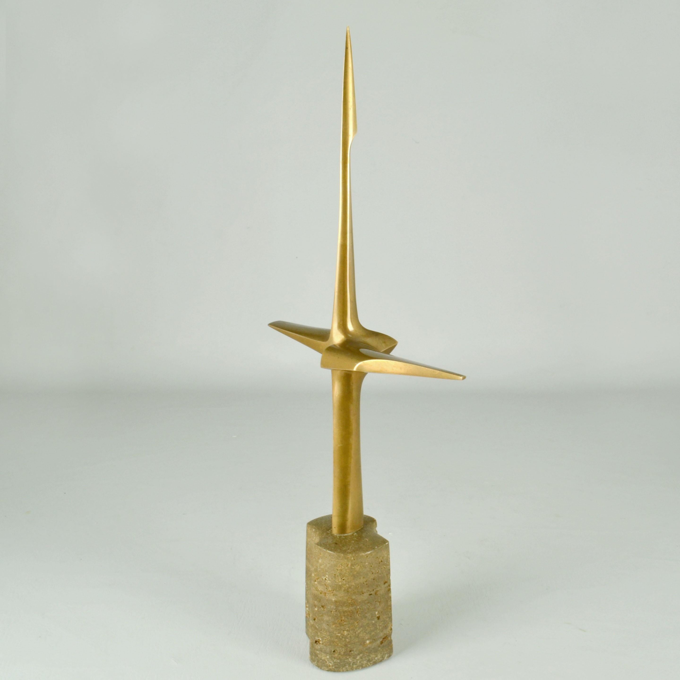 European Abstract Aerodynamic Bronze Sculpture, Dutch 1977 For Sale