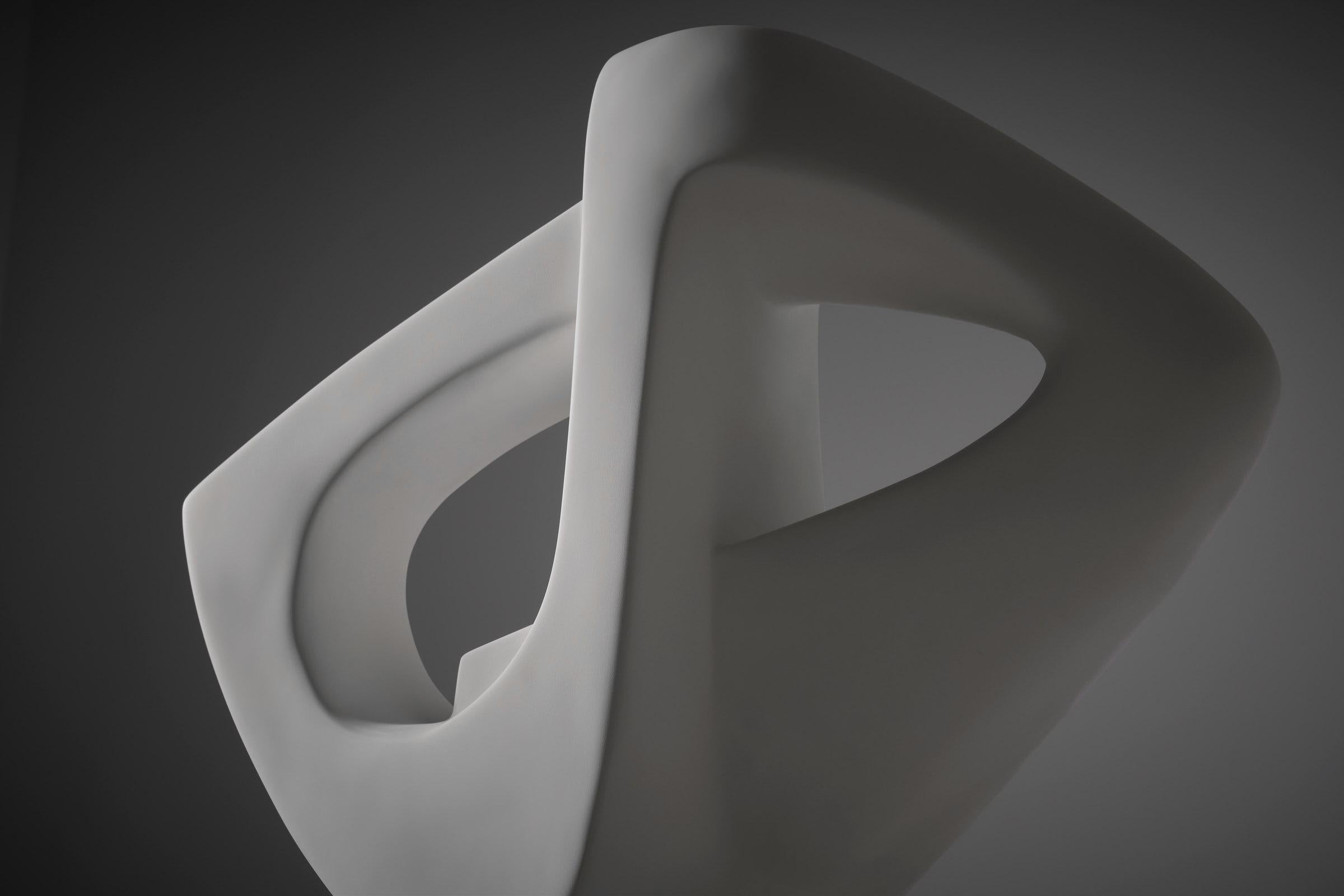 Plaster Abstract Aerodynamic shaped plaster sculpture, France 1960s For Sale
