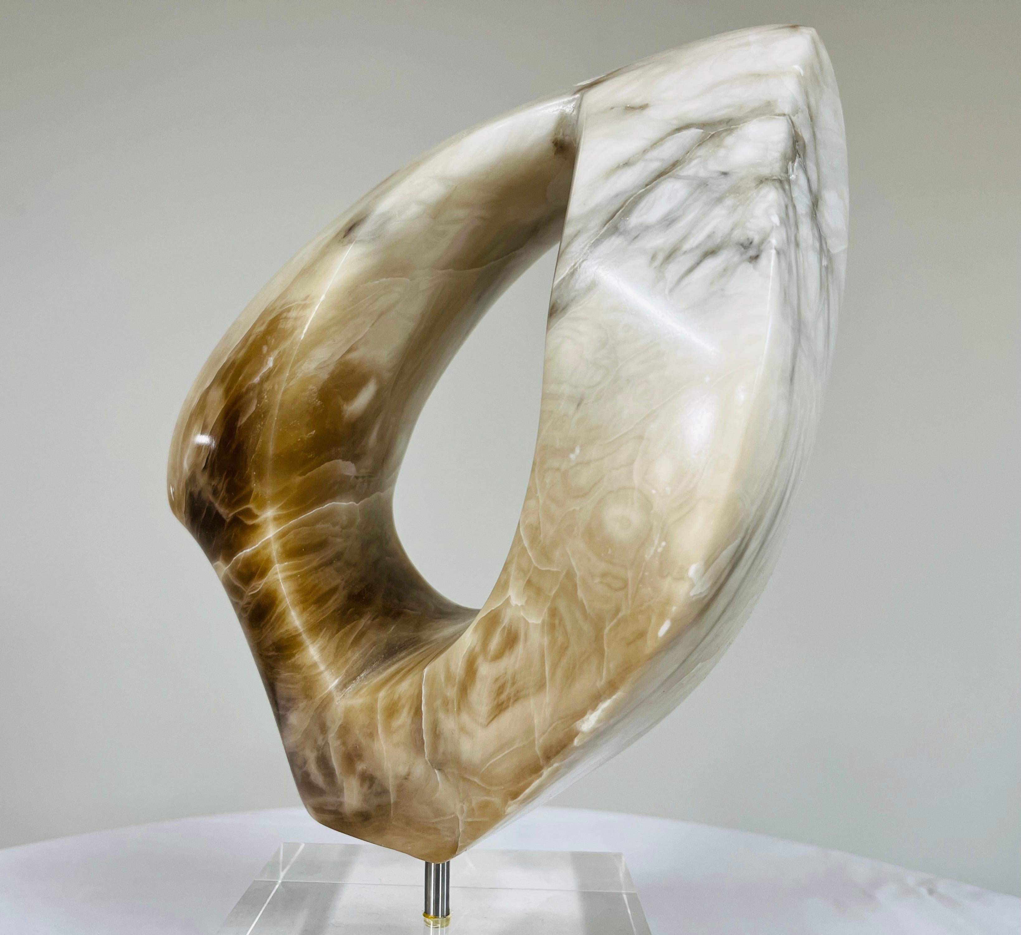 Mid-Century Modern Abstract Alabaster Stone Sculpture Attributed To Anthony Quinn For Sale
