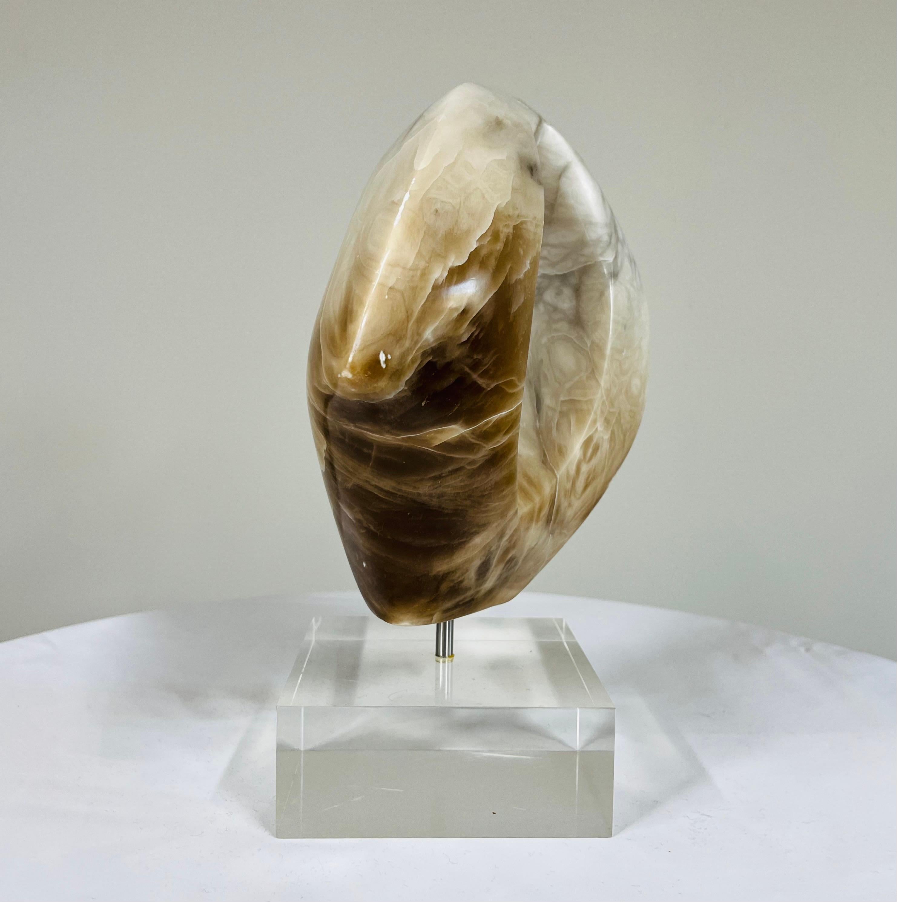 Hand-Carved Abstract Alabaster Stone Sculpture Attributed To Anthony Quinn For Sale