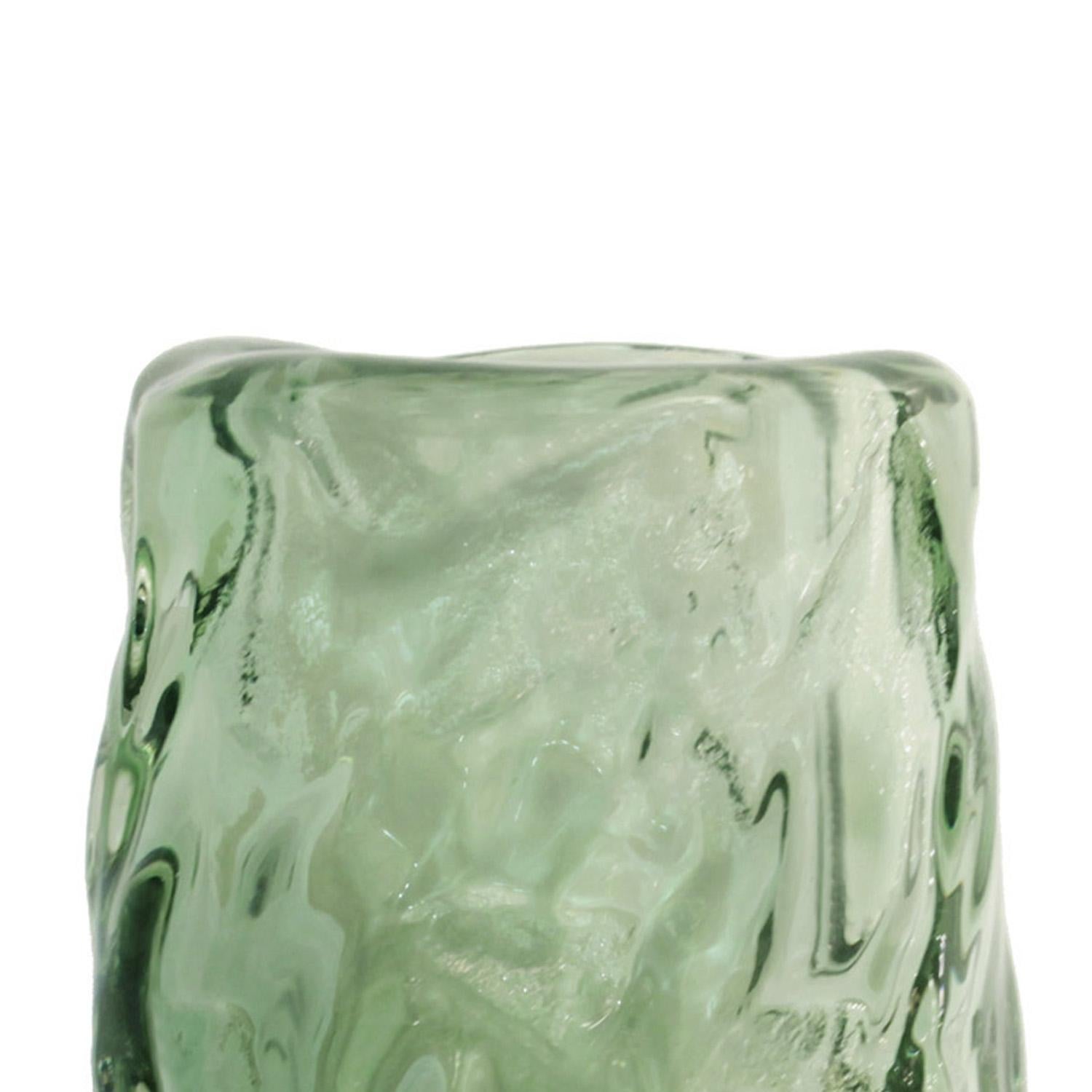 Modern Abstract Alto Murano Green Sommerso Glass Vase For Sale