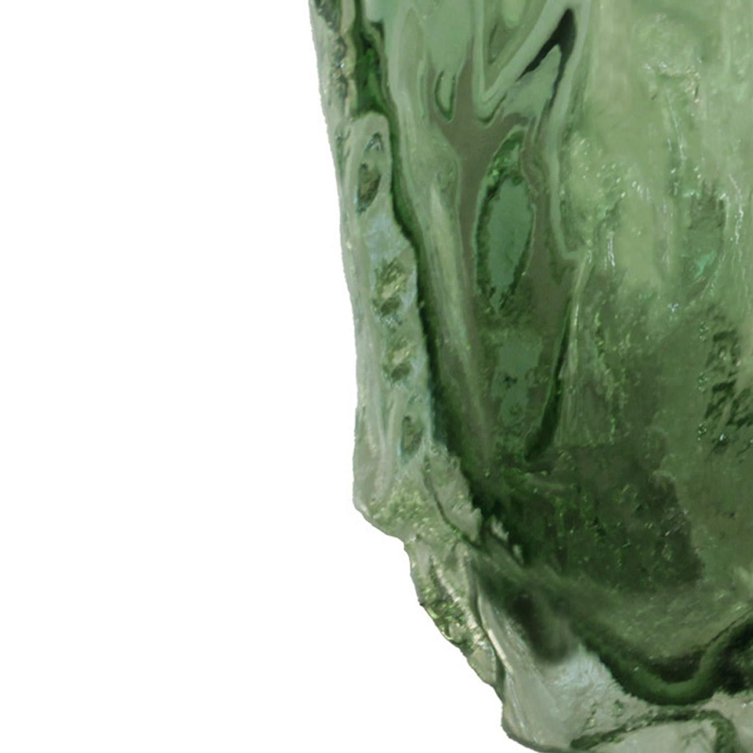 Italian Abstract Alto Murano Green Sommerso Glass Vase For Sale