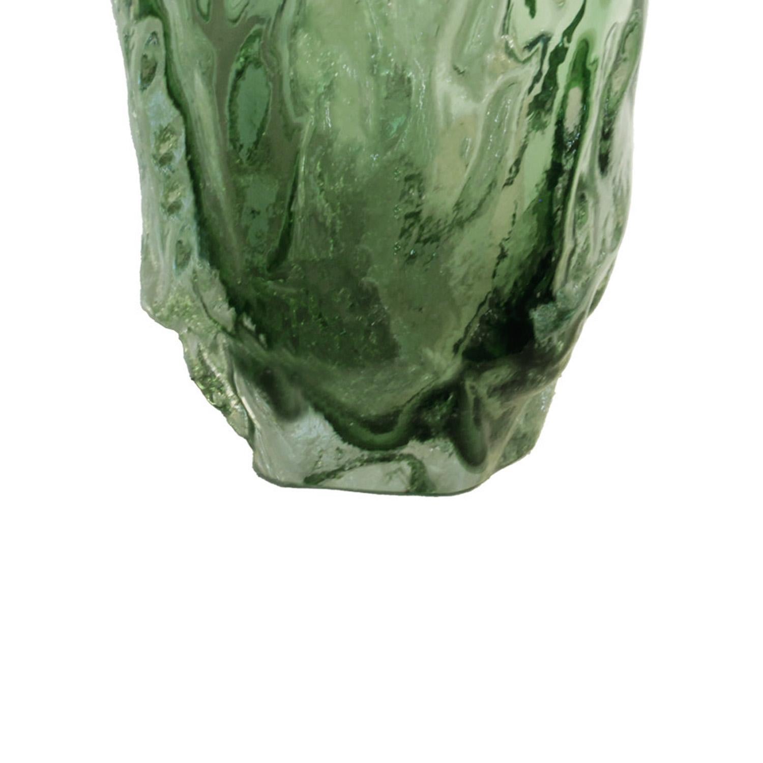 Abstract Alto Murano Green Sommerso Glass Vase In New Condition For Sale In New York, NY