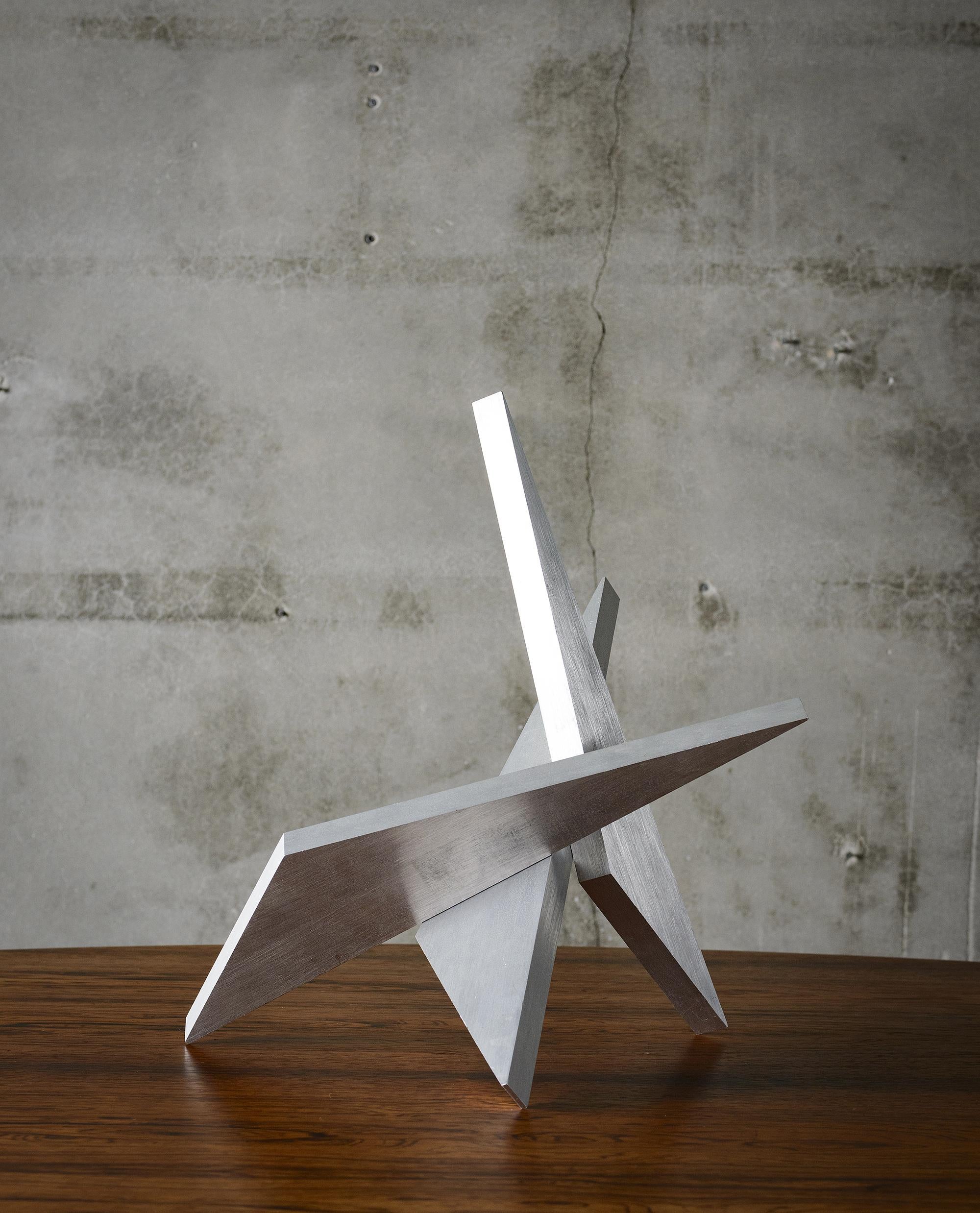 United States: Larry Mohr abstract aluminum sculpture; titled 