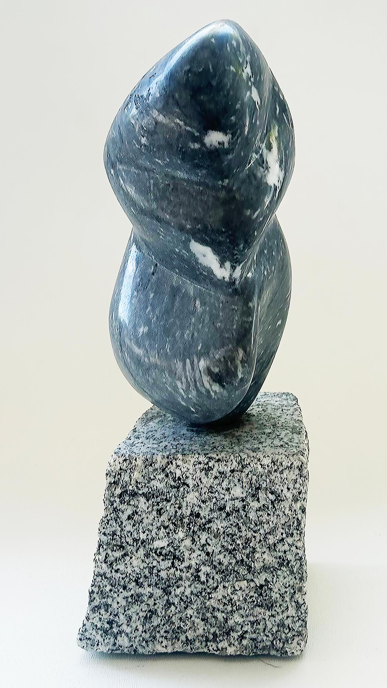 Abstract and Figurative Marble Hand-Carved Sculpture on a Granite Base For Sale 2