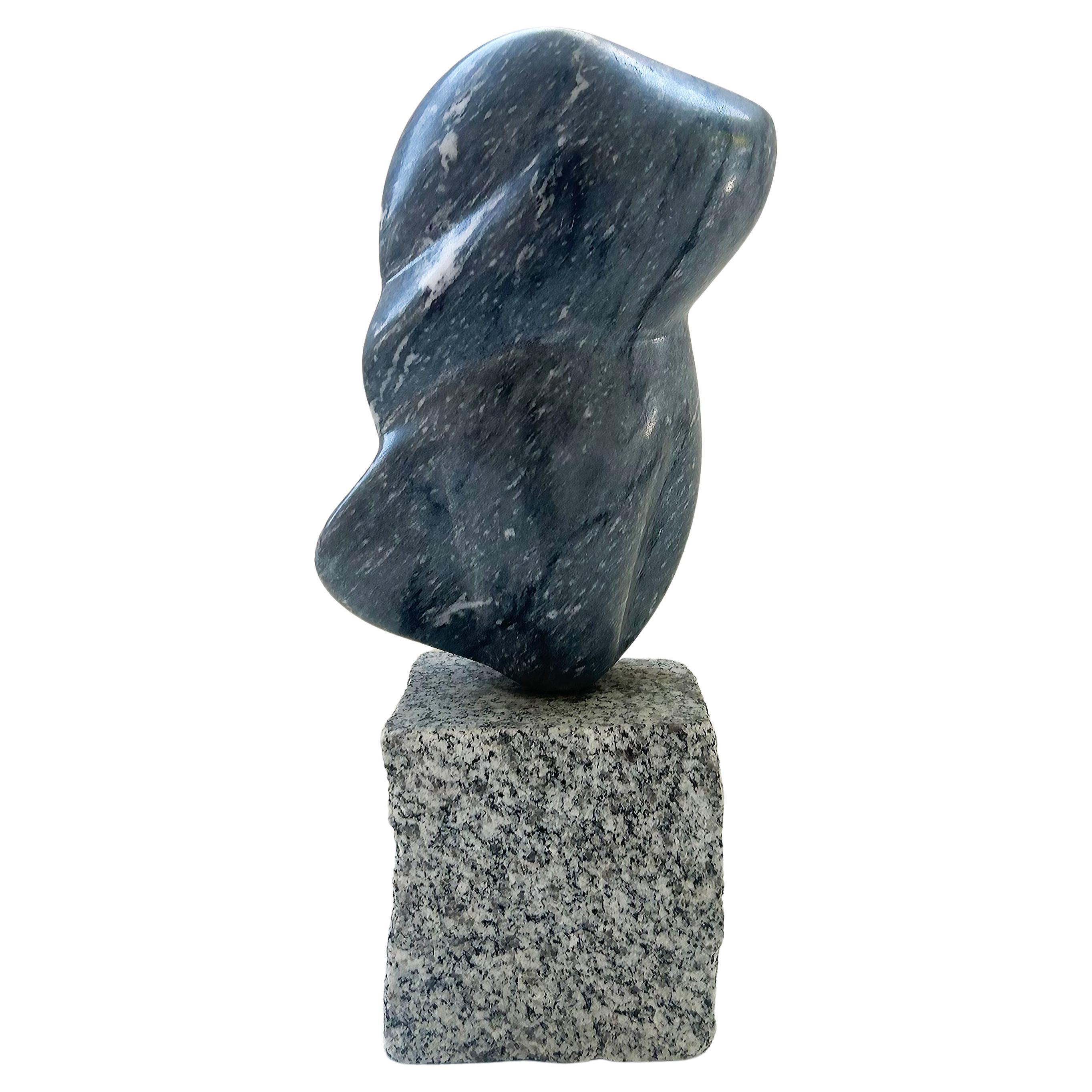Abstract and Figurative Marble Hand-Carved Sculpture on a Granite Base For Sale