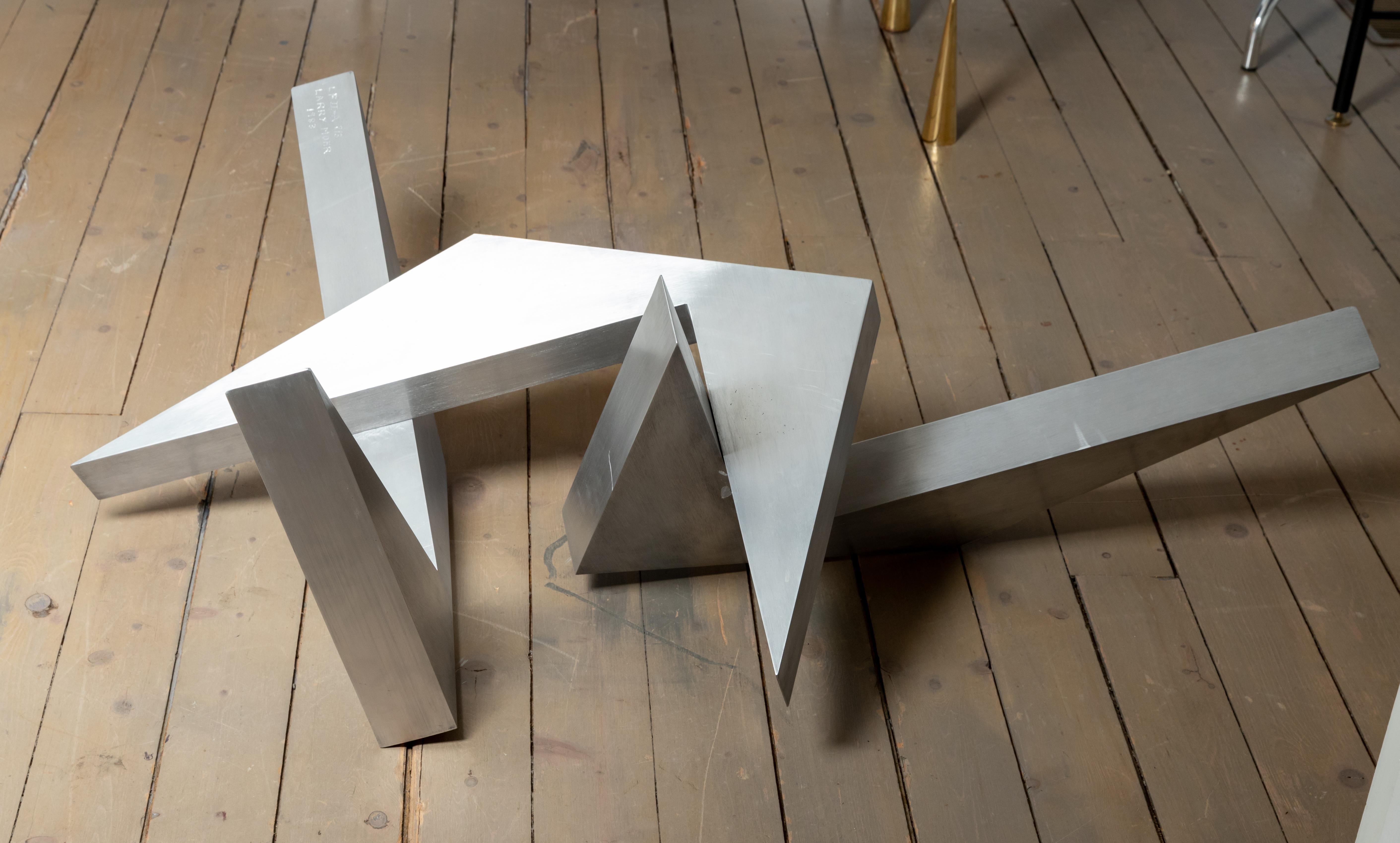 Modern Abstract Angular Brushed Stainless Steel Sculpture by Larry Mohr