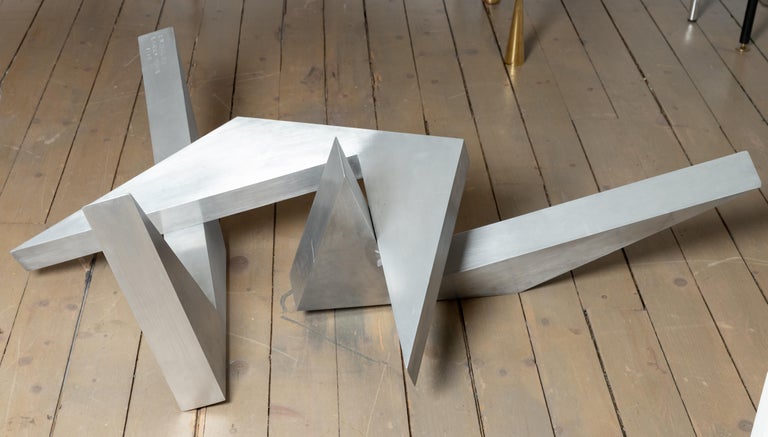 Abstract Angular Brushed Stainless Steel Sculpture by Larry Mohr For ...