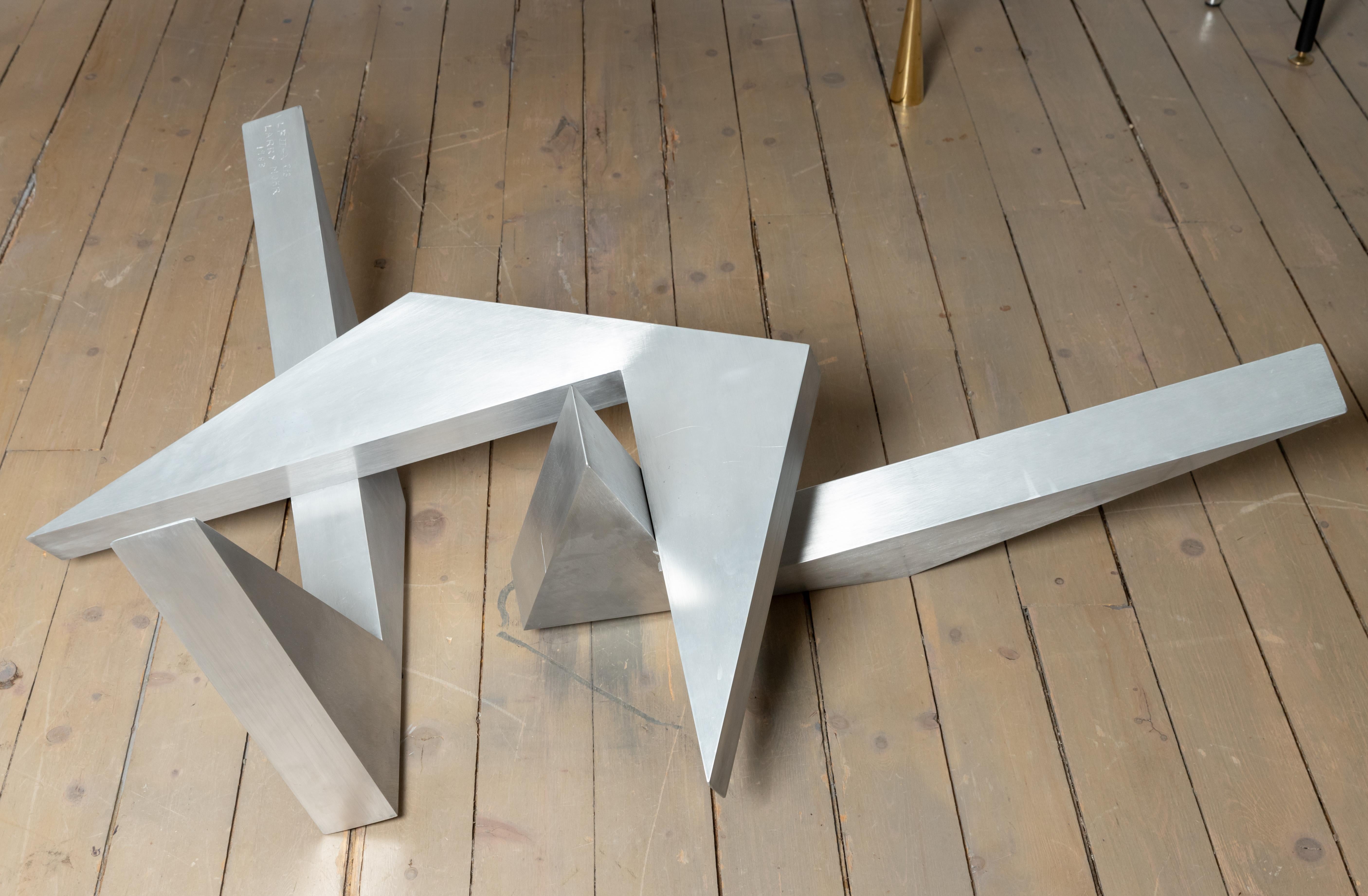 Metalwork Abstract Angular Brushed Stainless Steel Sculpture by Larry Mohr