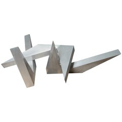 Abstract Angular Brushed Stainless Steel Sculpture by Larry Mohr