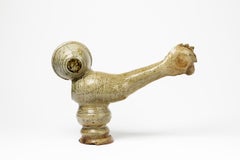 Abstract Animal Modern Ceramic Sculpture by B. Favre 1977 Green and Grey Colors